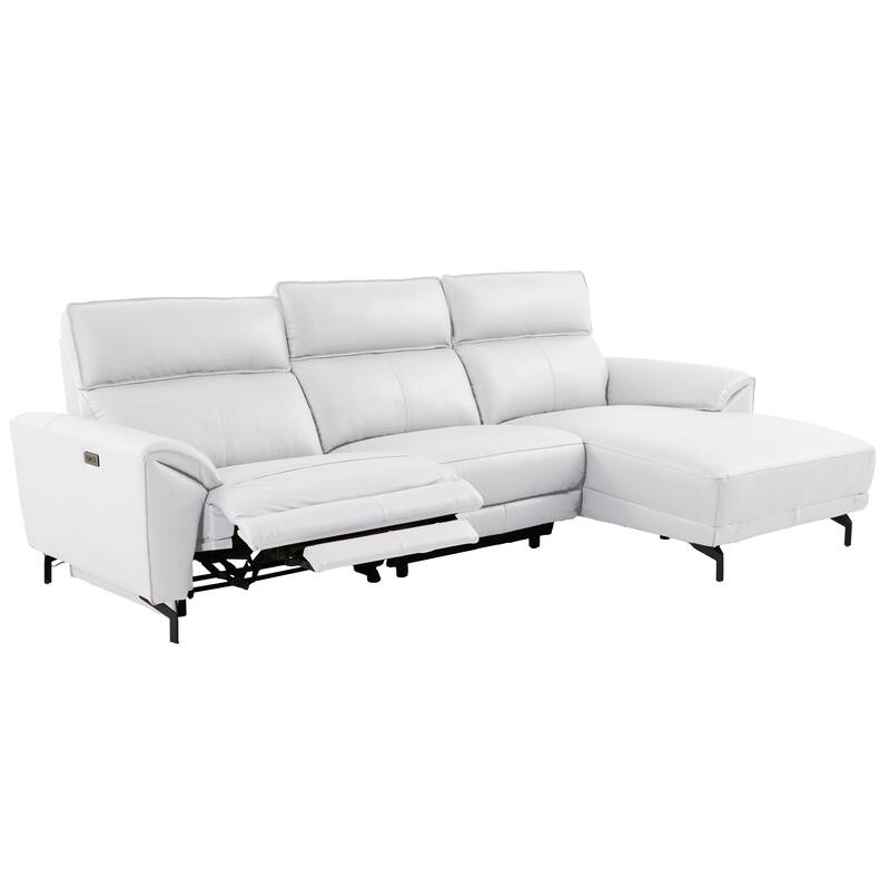 Furniture of America Fynae Modern Leather L-Shaped Sectional Recliner with Chaise and USB Ports