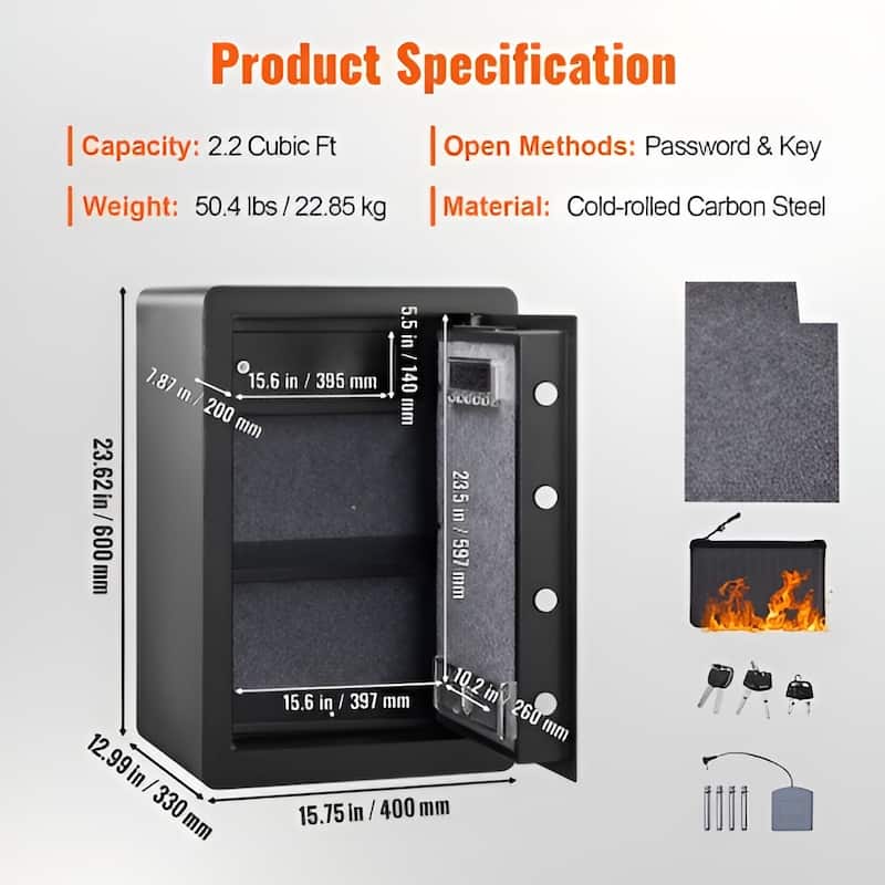 Black Cold-Rolled Carbon Steel Safe with Fingerprint and Alarm