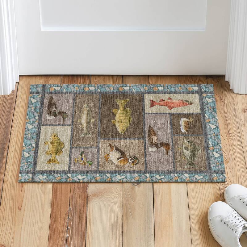 Machine Washable Indoor/ Outdoor Cabin Lodge Chantille Rug