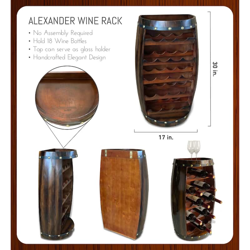 CoTa Global Modern Alexander Wine Rack - Freestanding Wooden Barrel
