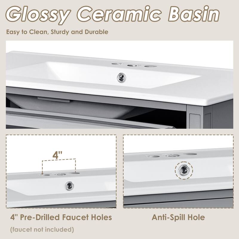 Modern Bathroom Vanity with 2 Drawers and a Tip-out Drawer