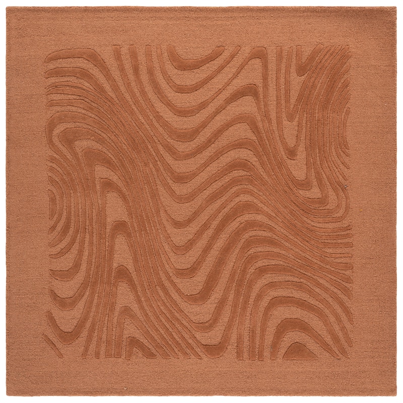 SAFAVIEH Handmade Ebony Sabiye Wool Rug - 6' Square - Rust
