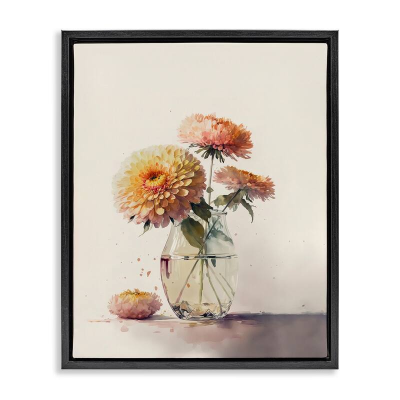 Stupell Blooming Dahlias Painting Framed Floater Canvas Wall Art Design by Leah McLean