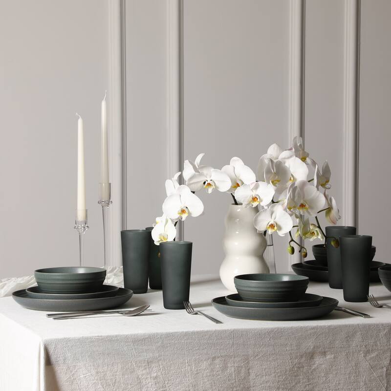 Stone Lain Elio Stoneware Dinnerware Set and Glassware Set