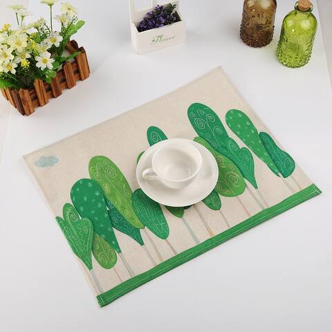 Green Tropical Plants Leaves Print Insulation Placemat Dining Pad Tableware Mat