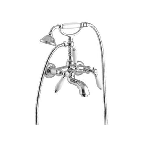 Nameeks S5404 Fima Wall Mounted Tub Filler with Hand Shower and 60" Connection Hose - Polished Chrome