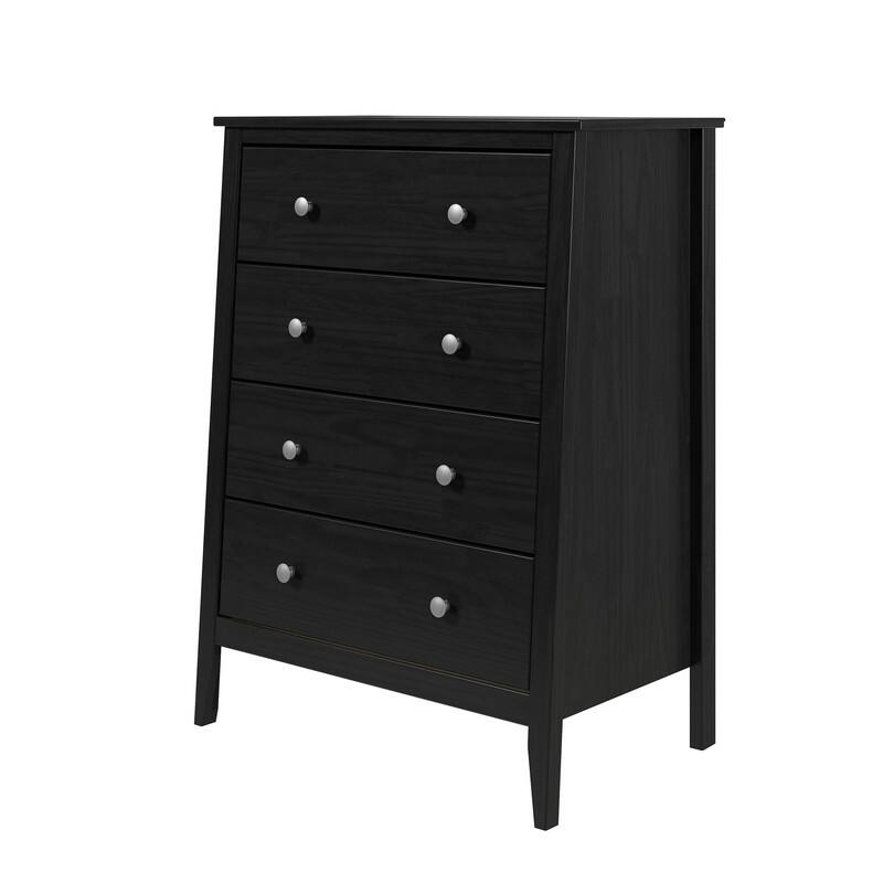 Jela Solid Wood 4 Drawer Dresser - Black