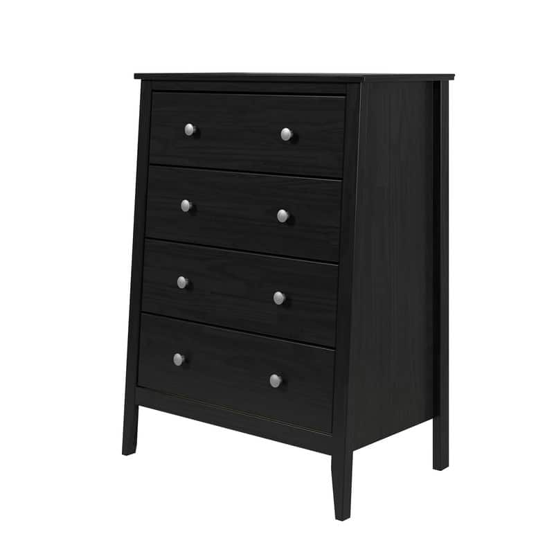 Jela Solid Wood 4 Drawer Dresser - Black