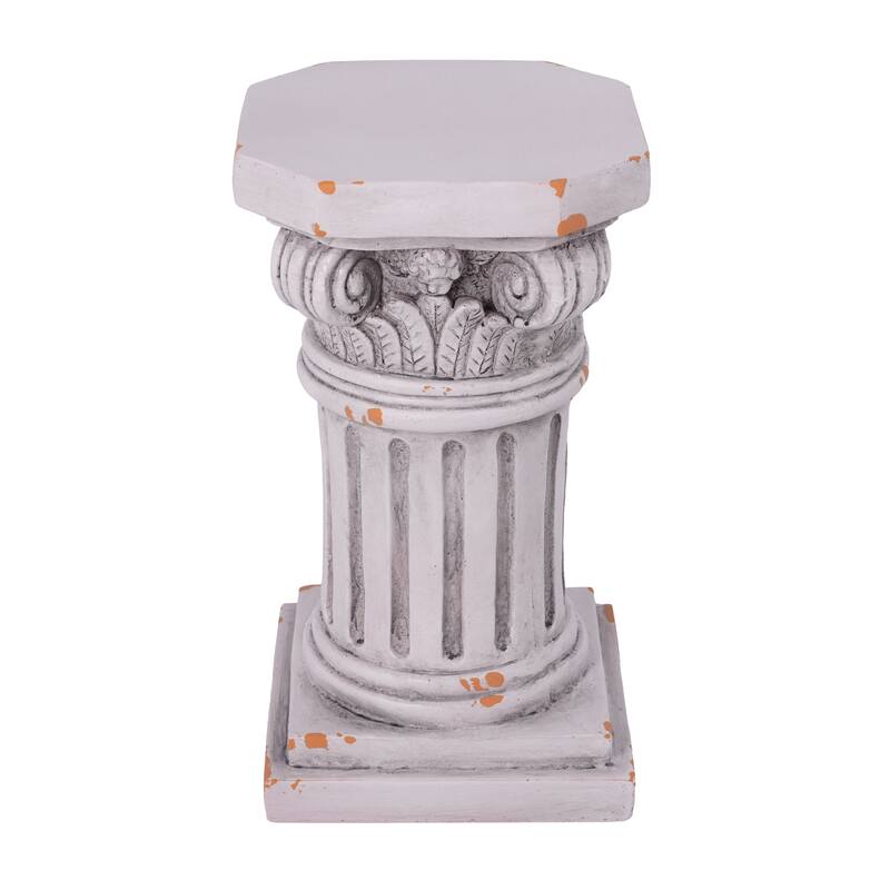 Christopher Knight Home - 18.50"H Classical Ionic MGO Pedestal Plant Stand Side Table for Indoor & Outdoor