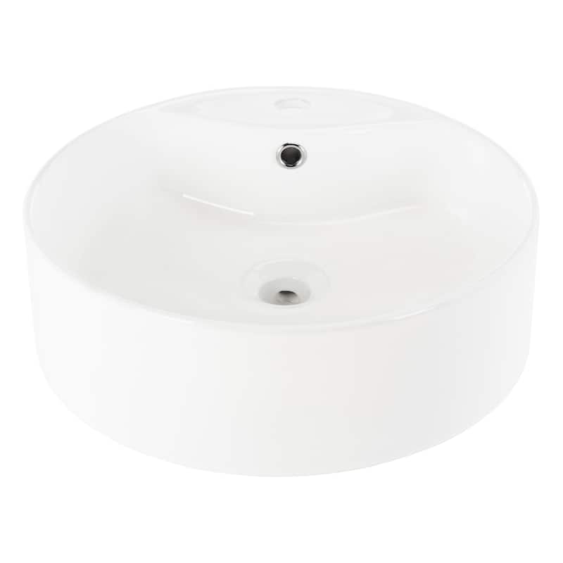 SAFAVIEH Solea Dicy Porcelain Ceramic Vitreous Oval 18 Inch White Bathroom Vessel Sink - 18.1" x 18.1" x 6.1" - 18Wx18Dx6H