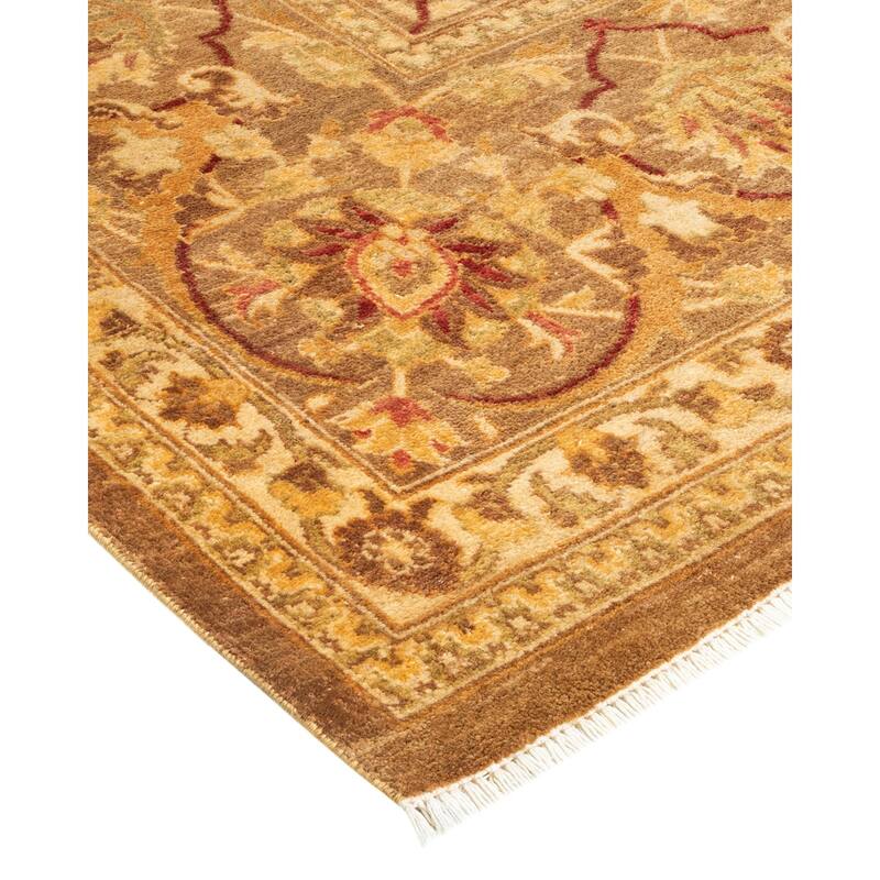 Overton Hand Knotted Wool Vintage Inspired Modern Contemporary Eclectic Yellow Area Rug - 7' 10" x 10' 1"