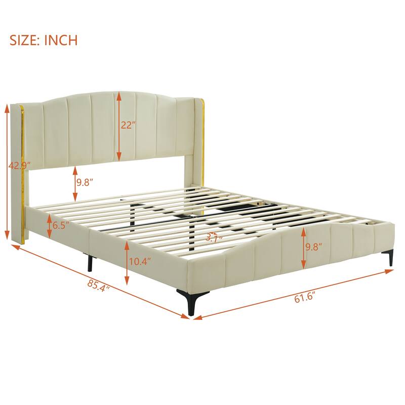 Queen Size PU Leather Upholstered Platform Bed