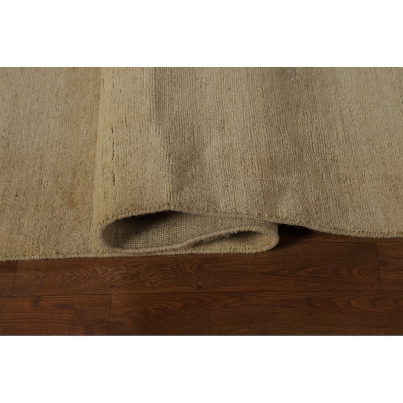 Muted Gabbeh Oriental Area Rug Hand-Knotted Wool Carpet - 8'1" x 9'10"