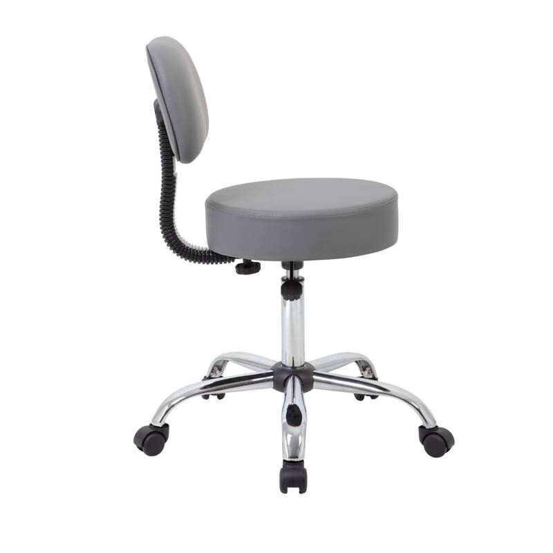 Fea Medical Drafting Swivel Stool, Round Gray Padded Seat & Low Back