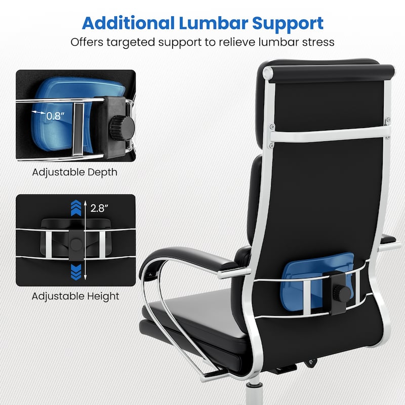 Gymax Ergonomic Leather Office Chair Executive Chair w/ Adjustable