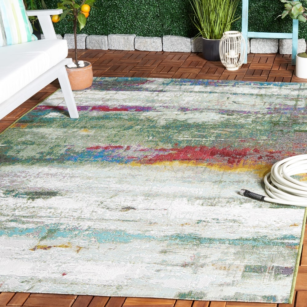 SAFAVIEH Barbados Gulbeyaz Modern Waterproof Patio Backyard Rug