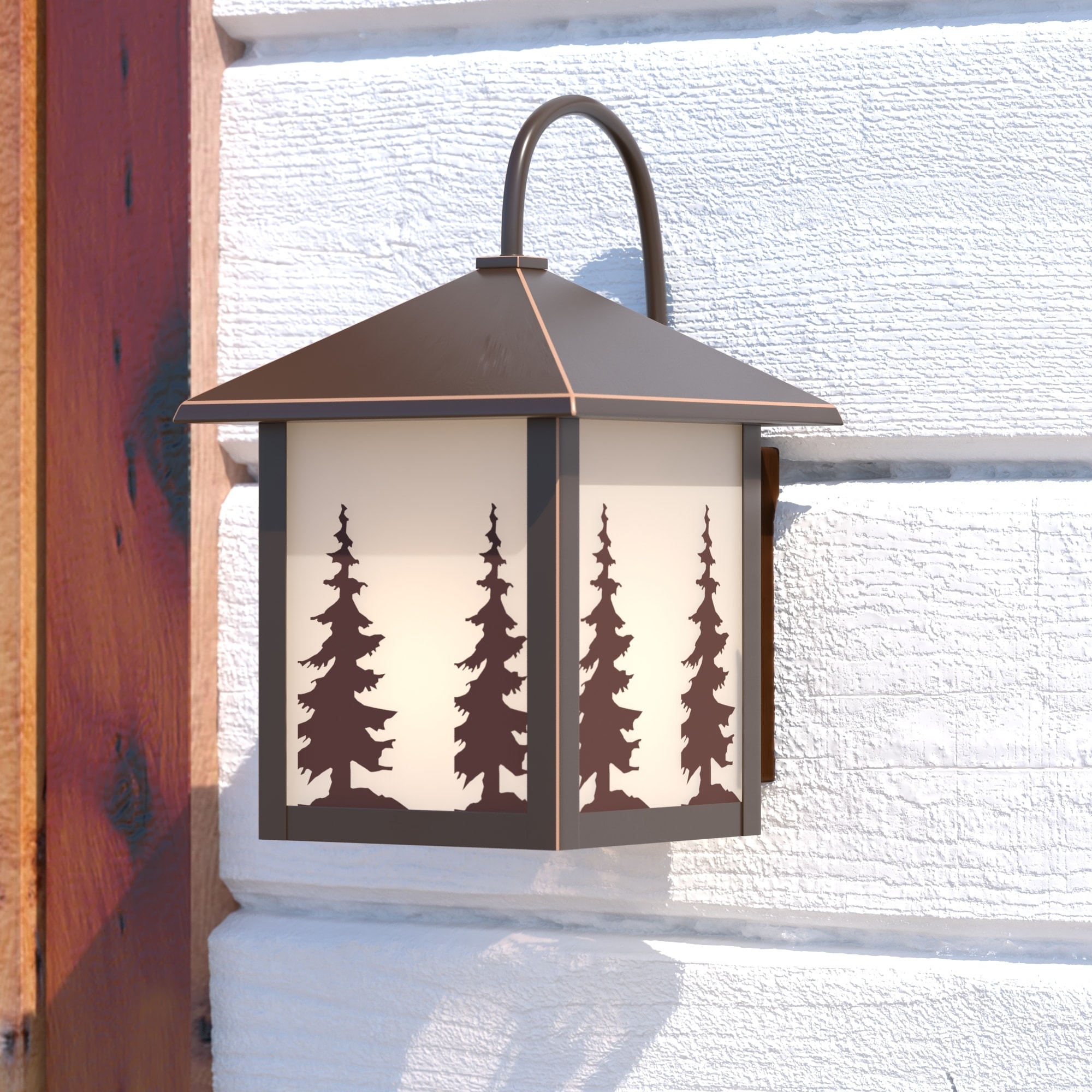 Yosemite 1 Light Bronze Rustic Tree Outdoor Wall Lantern White Glass 8 in W x 12.5 in H x 9 in D On Sale Bed Bath Beyond 20877255