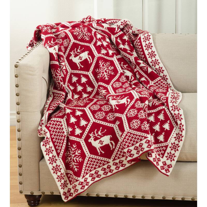 Sevan Collection Christmas Design Knitted Throw Blanket