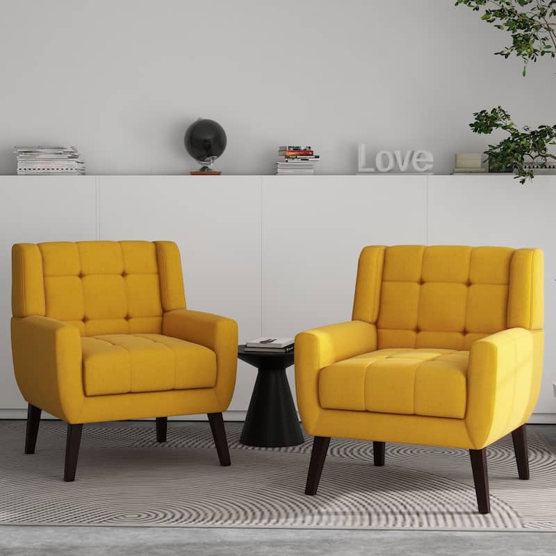 Tufted Arm Chair Upholstered Lounge Chair(Set of 2)