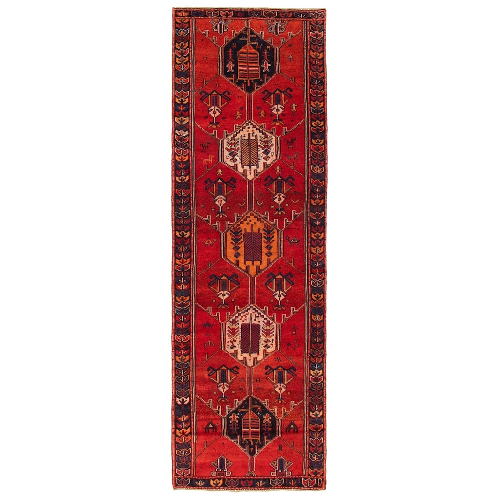 ECARPETGALLERY Hand-knotted Melis Vintage Red Wool Rug - 4'1 x 12'8