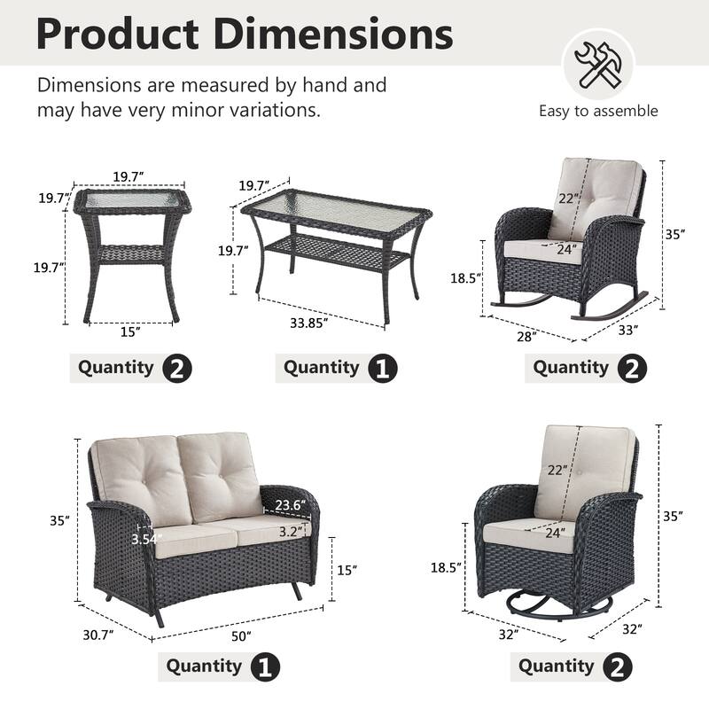 Gymojoy Outdoor Wicker Patio Furniture Loveseat Glider & Chair Set
