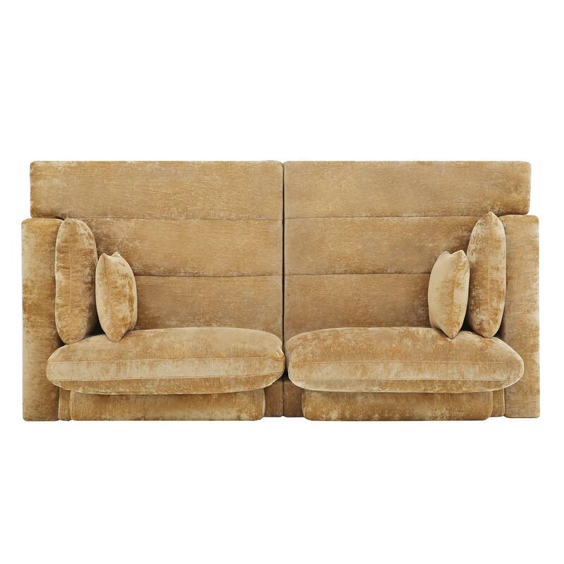 88"W 3-Seater Sofa Chenille Upholstered Couch Modern Loveseat Sofa Wooden Frame Sofa for Living Room