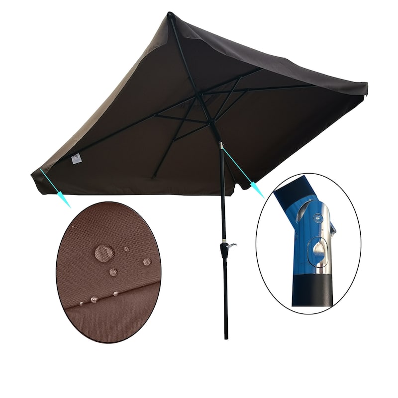 Rectangular Patio Umbrella Outdoor Market Umbrellas with Crank and Push Button Tilt