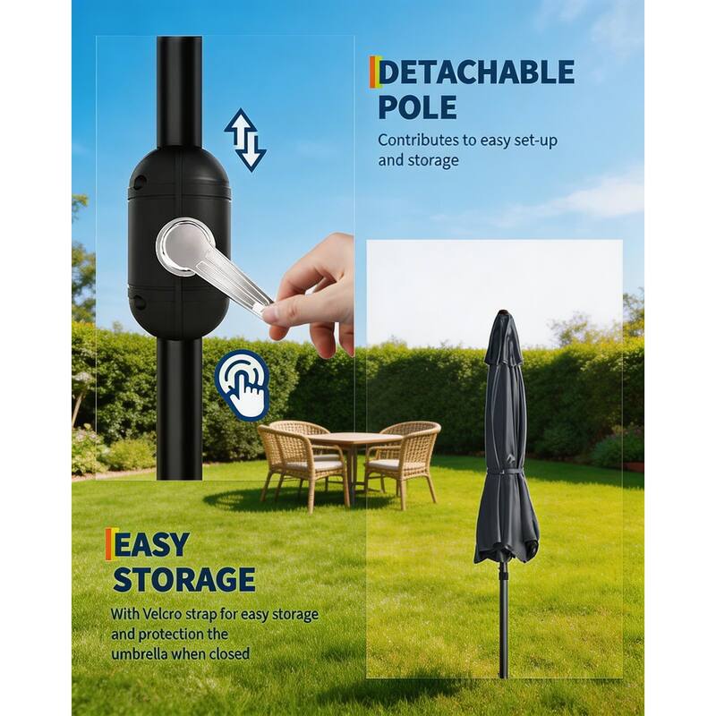 10ft Outdoor Patio Umbrella, with Crank Lift & Push Button Tilt, UV Protection Waterproof