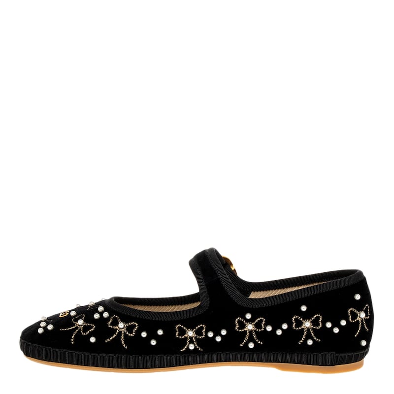 Valentino Mary-Jane Velvet Ballerina Flats