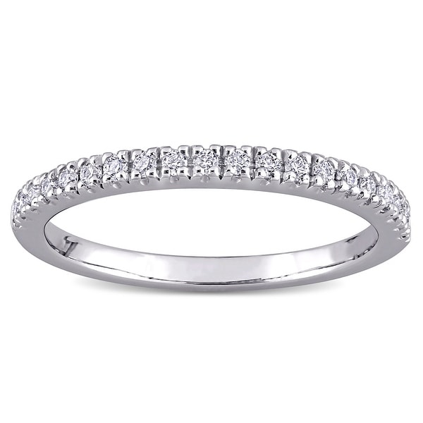 Miadora 1/5ct DEW Moissanite Stackable Anniversary Wedding Band in 10k White Gold. Opens flyout.