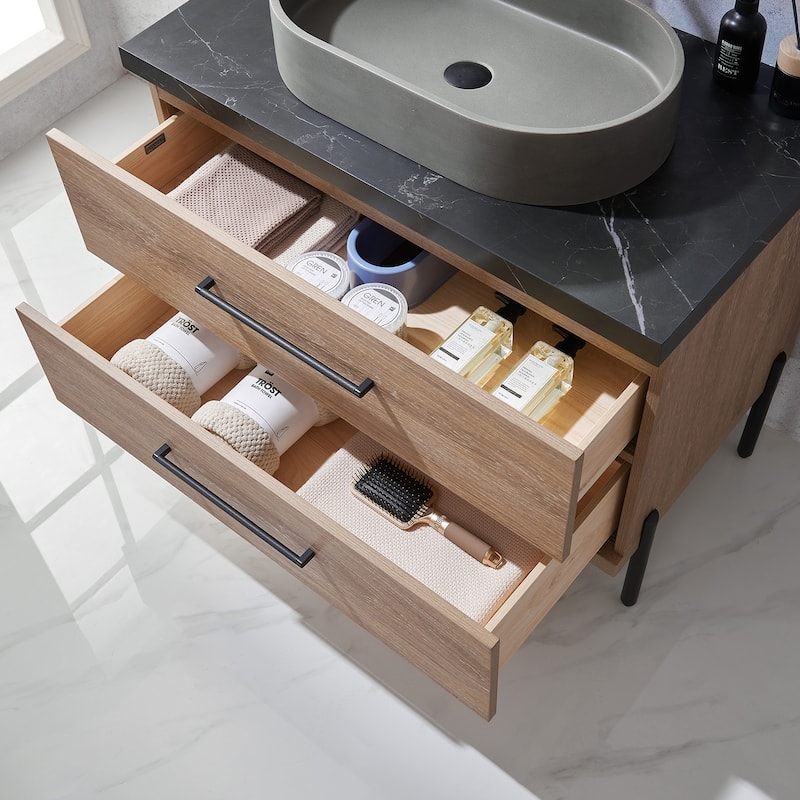 Trento Bath Vanity with Sintered Stone Top with Concrete Sink (O)