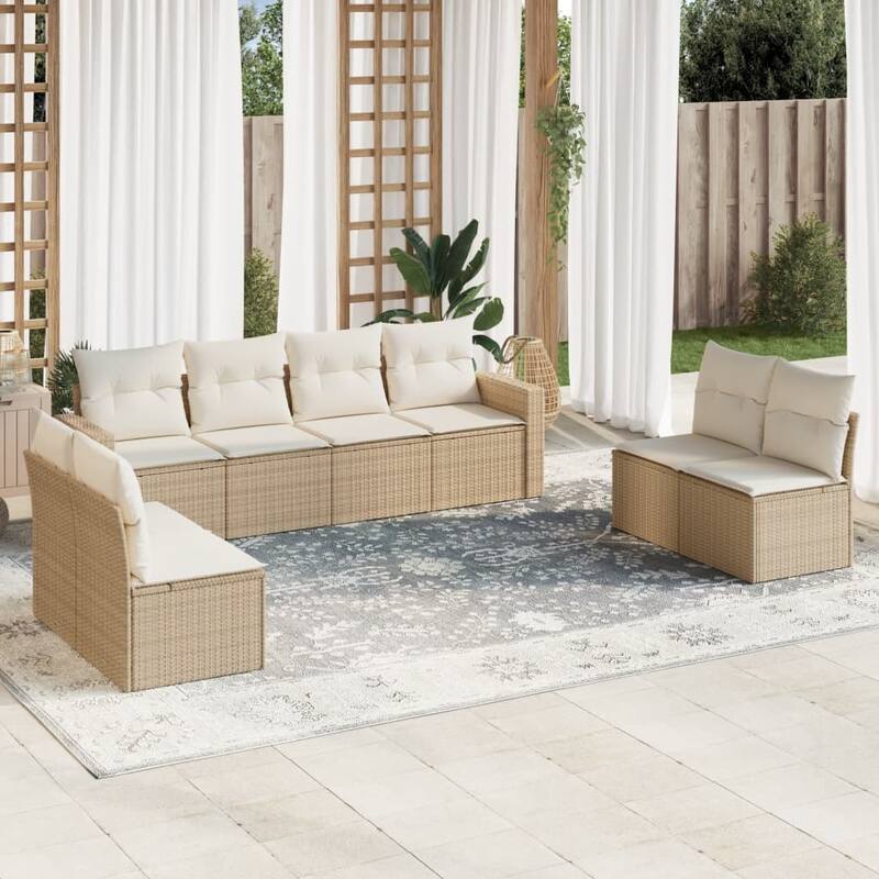 vidaXL Garden Sofa Set Beige and Cream - 24.4 x 25.8 x 27.2
