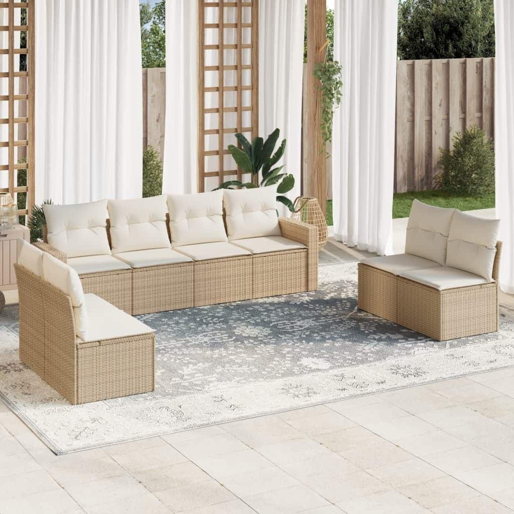vidaXL Garden Sofa Set Beige and Cream - 24.4 x 25.8 x 27.2