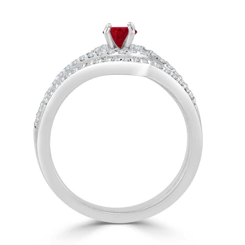 Auriya 1/5ct Red Ruby and Diamond Engagement Ring Set 1/3ctw 14k Gold