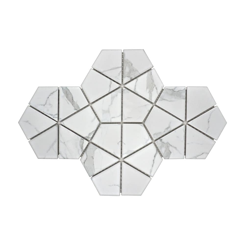 Porcelain Mosaic Tiles - White Diamond Mosaic Tiles