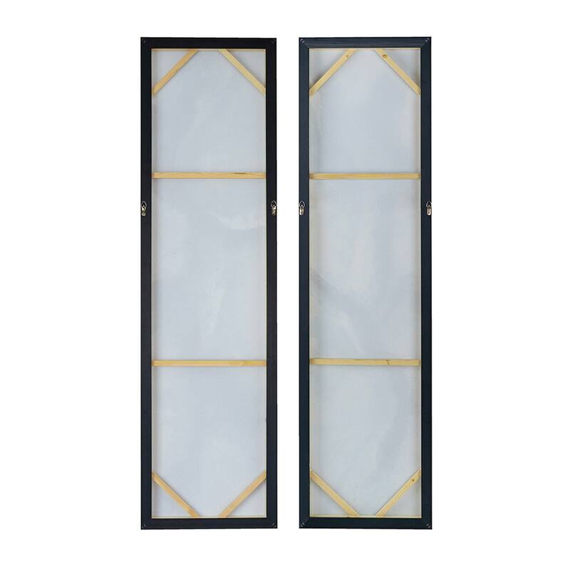 20 x 71 Tall Framed Wall Art Oil Painting Set of 2, Blue and Gold Canvas