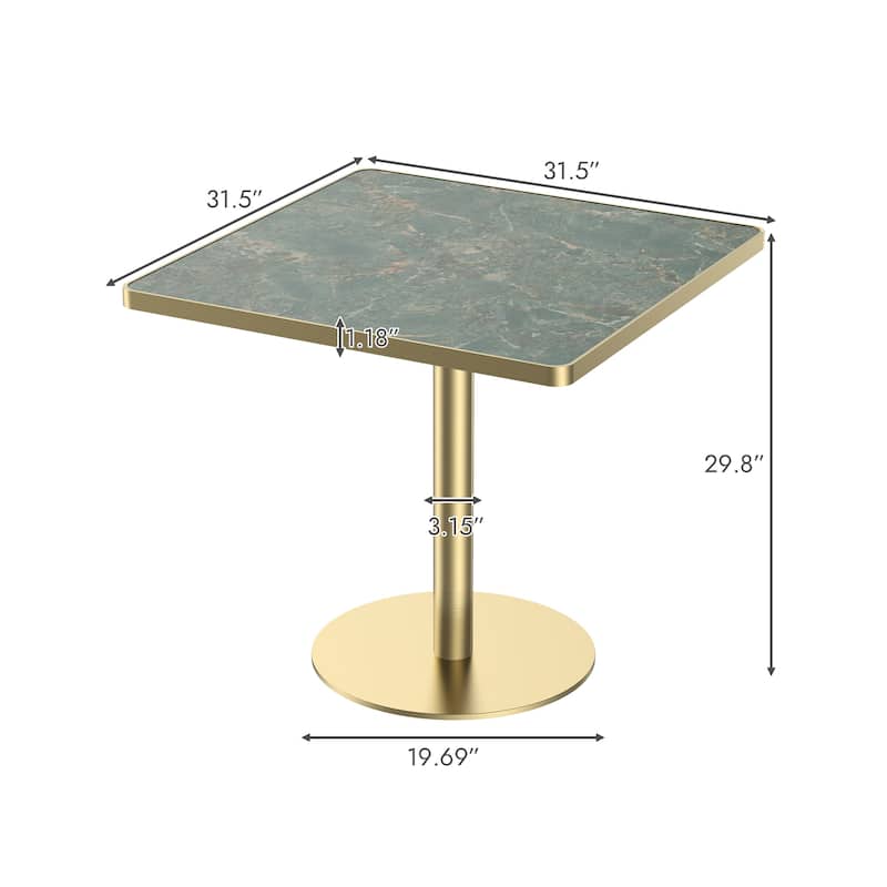 Square Modern Dinning Table 31.5 inches Bistro Table Tulip Table with Faux Marble top,Easy Assemble - Light Slate Grey