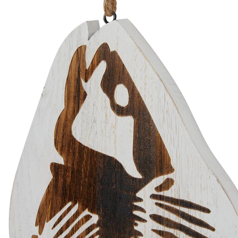 White Wood Fish Home Wall Decor with Hanging Rope (Set of 3)