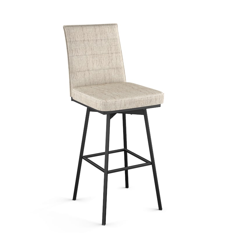 Amisco Donato Swivel Counter and Bar Stool - Cream and Grey Polyester / Black Metal - Counter Height
