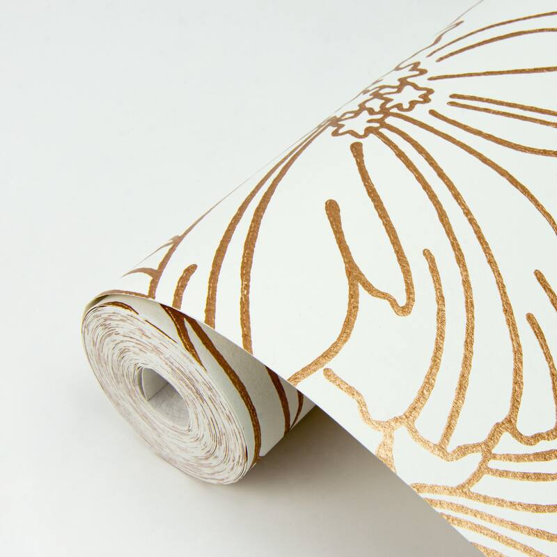 A-Street Prints Selwyn Copper Floral Wallpaper