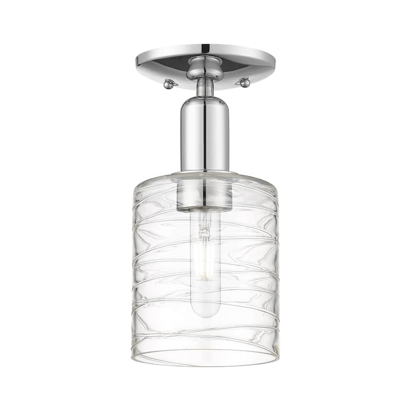 Innovations Lighting 716-1C-11-5 Cobbleskill Semi-Flush Cobbleskill 5" - Polished Chrome / Deco Swirl