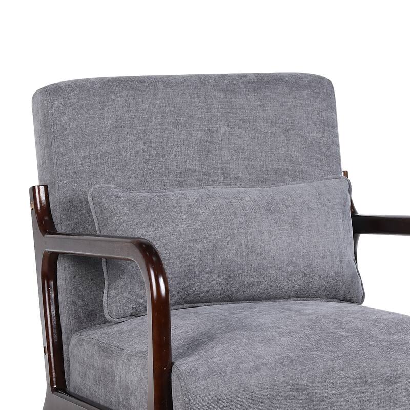 Armchair Solid Wood Frame Accent Chair with Detachable Lumbar Pillow Living Room Chairs