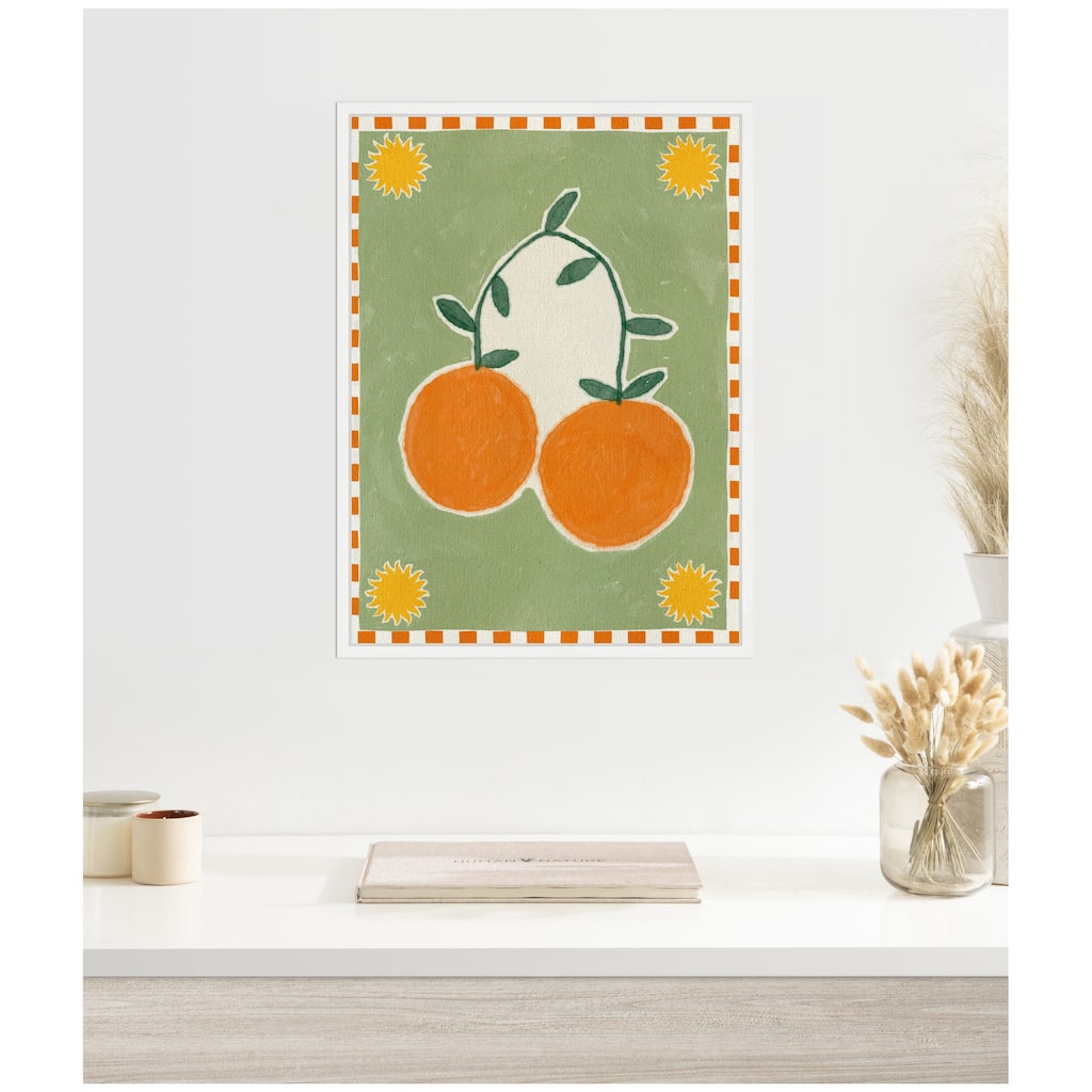 Kate and Laurel Sylvie Lush Duo 5 Orange Framed Canvas by Shatha Al Dafai