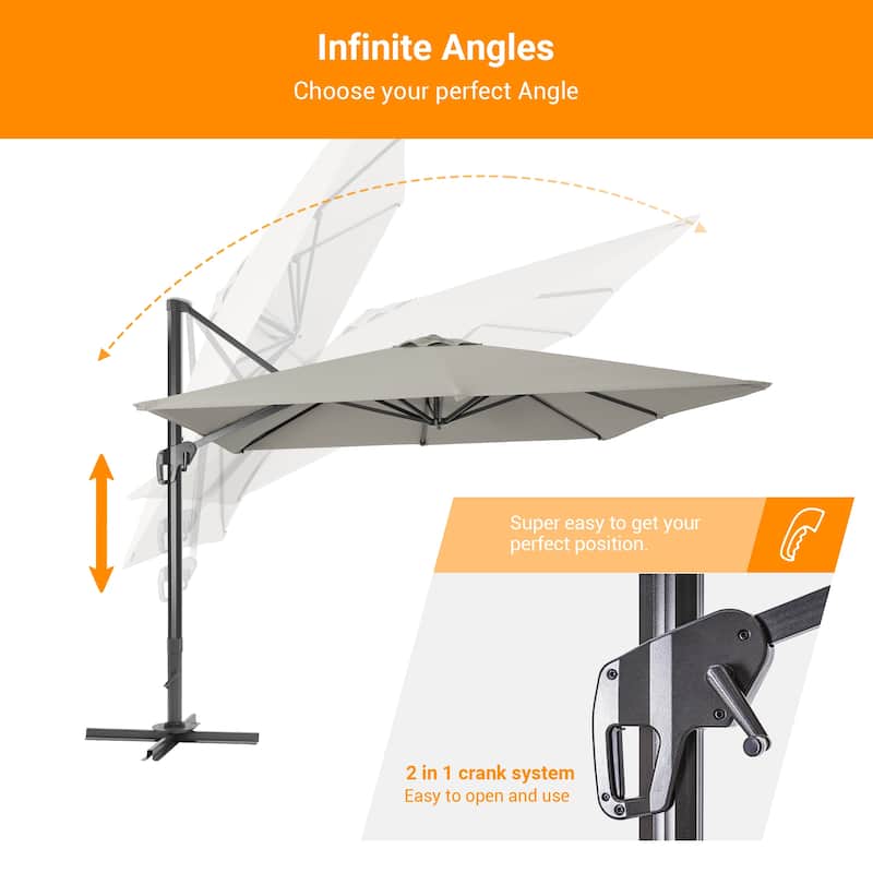 LIVOOSUN 10x10ft Cantilever Patio Offset Hanging Umbrellas