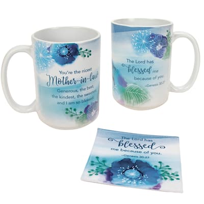 Mother-in-Law Ceramic Mug and Fabric Coaster Set - 5.500 x 5.500 x 3.750