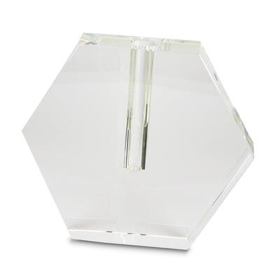 Curata Crystal Glass Hexagon Flat Bud Large Vase - 6.5"