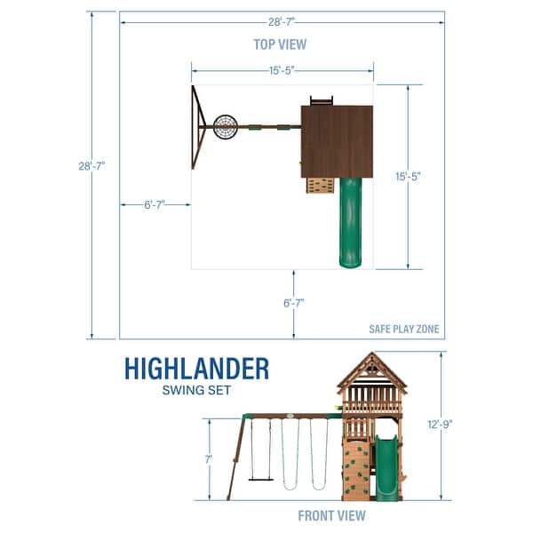 Backyard Discovery Highlander Cedar Wood Swing Set, 3-Story Clubhouse - 15'5" x 15'6"