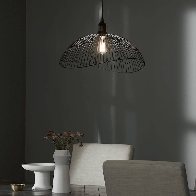 Sylvia River of Goods Metal Woven Curved Shade Double Hanging Pendant Light - 19.75" x 18.75" x 13.25/61.25"