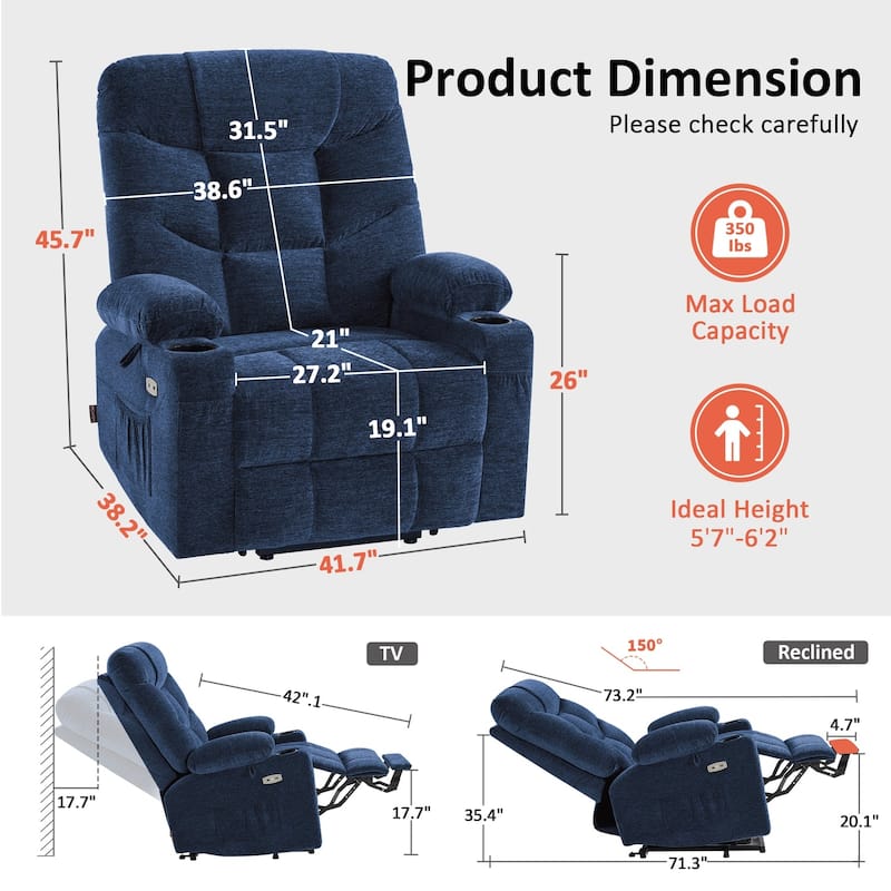 Power Lift Recliner Chair for Elderly, Fabric