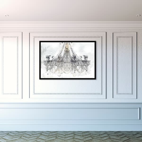 slide 1 of 22, Oliver Gal 'White Gold Diamonds' Fashion and Glam Wall Art Framed Print Chandeliers - Gray, White 45 x 30 - Black